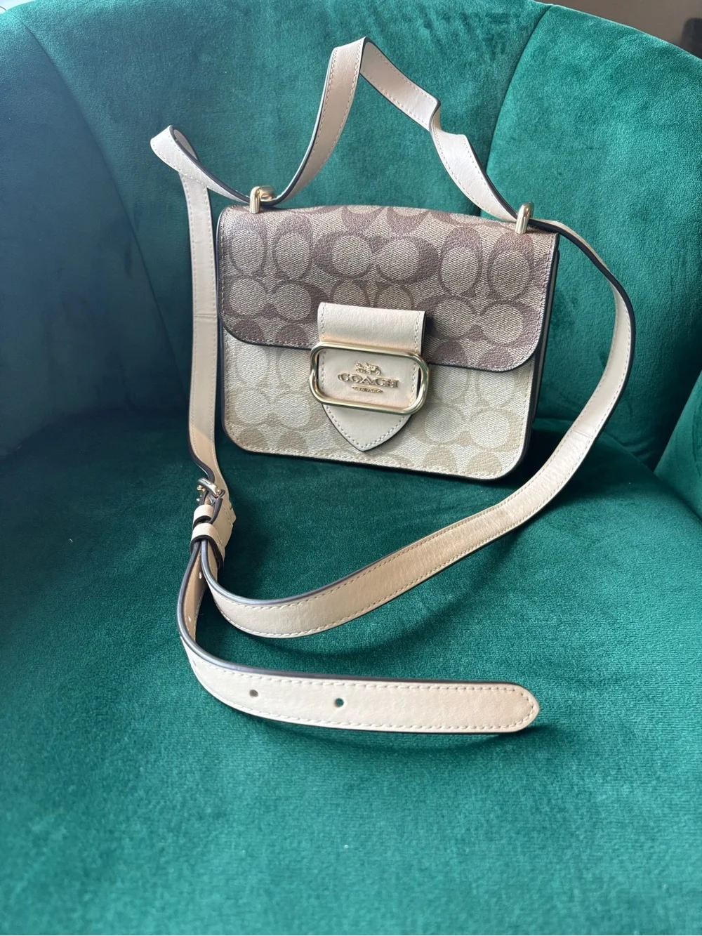 Coach Tabby 26 Signature Canvas Crossbody Shoulder Bag Chalk | Gold Hardware